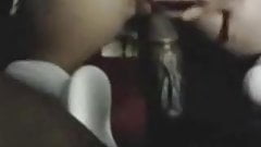 Blonde cheerleader worships BBC after football game