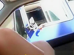 Cheerleader flashing on a Bus